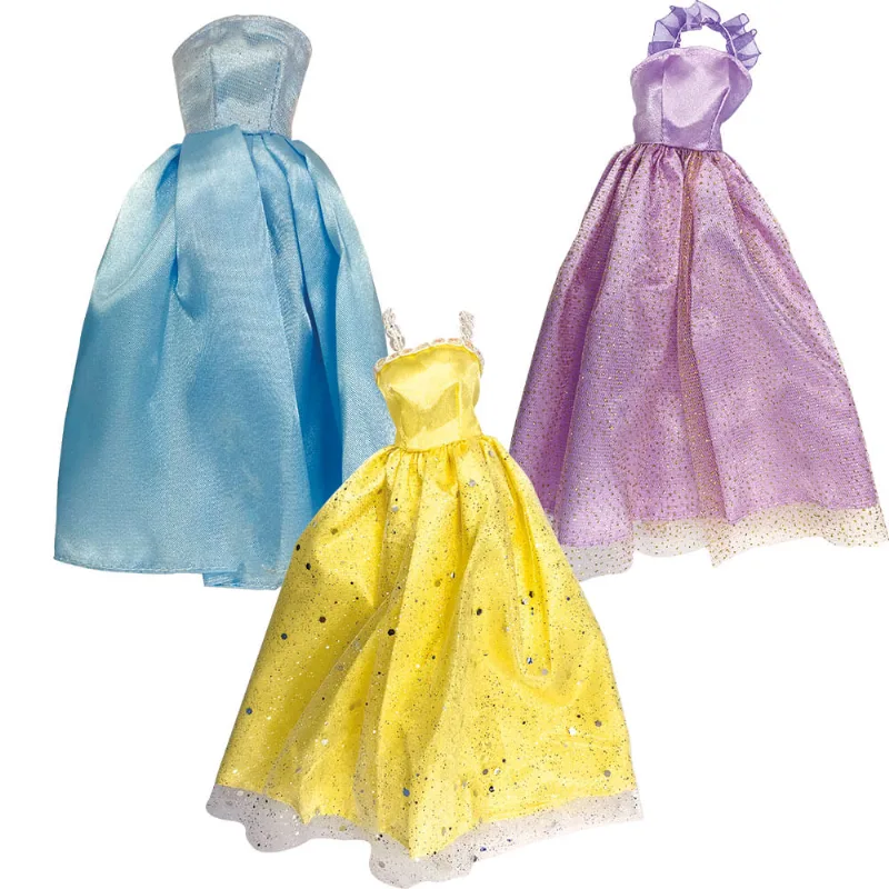 Kit com 4 Vestidos Fashion Party para Bonecas Doll Dress
