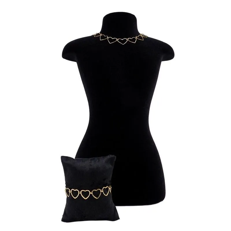 Kit Feminino Coração Colar Choker Pulseira Luxo Original G2