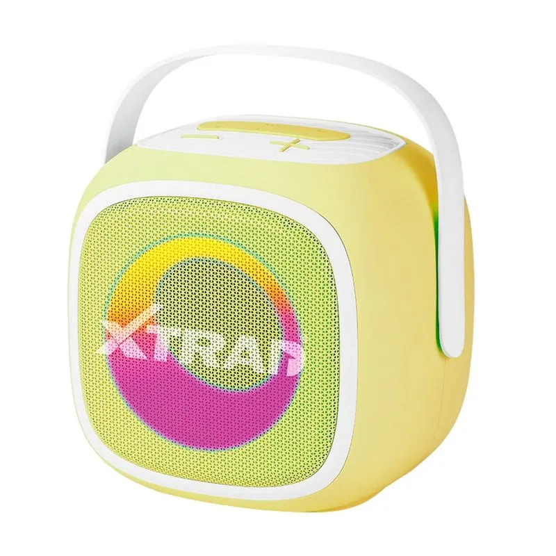 Caixa De Som Karaokê Bluetooth 2 Microfone Usb 100w Amarelo