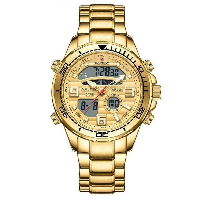 Relógio Masculino Lige 0007 À Prova D'água Todo Amarelo