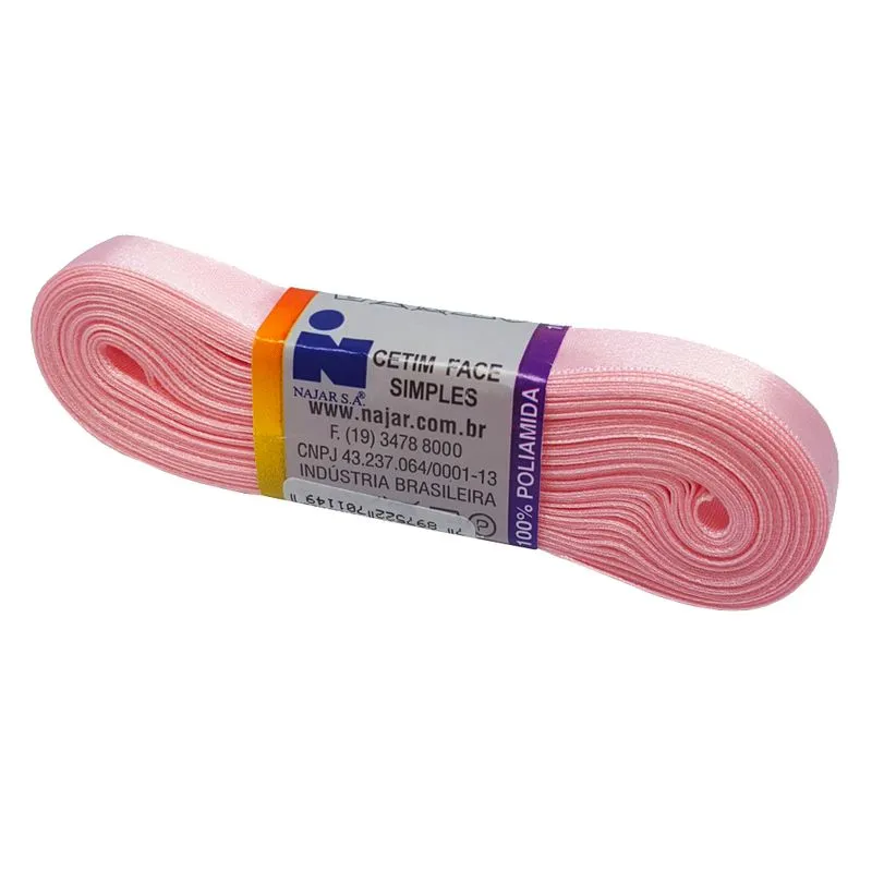 Fita de Cetim Simples No3 Cor Rosa c/10m - Najar