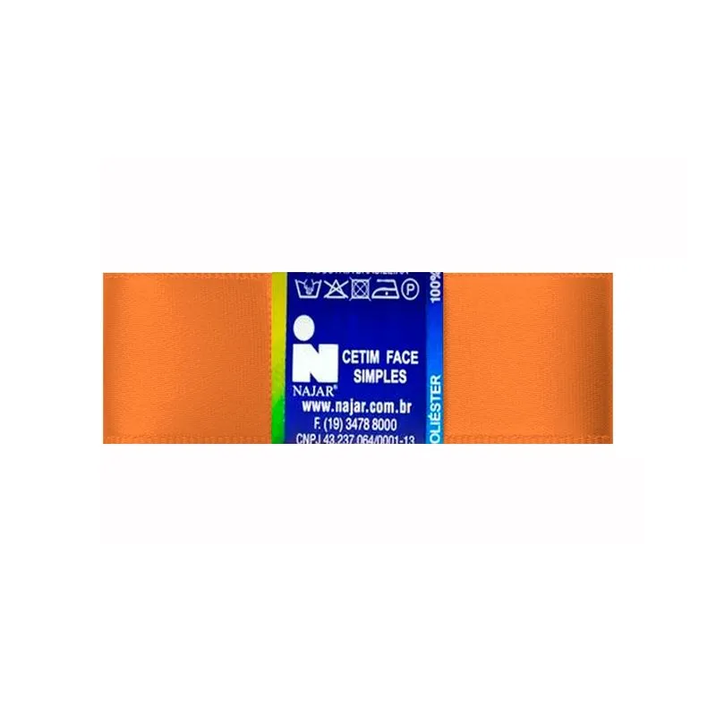 Fita de Cetim Simples No5 Cor Laranja Cerâmica c/10m - Najar
