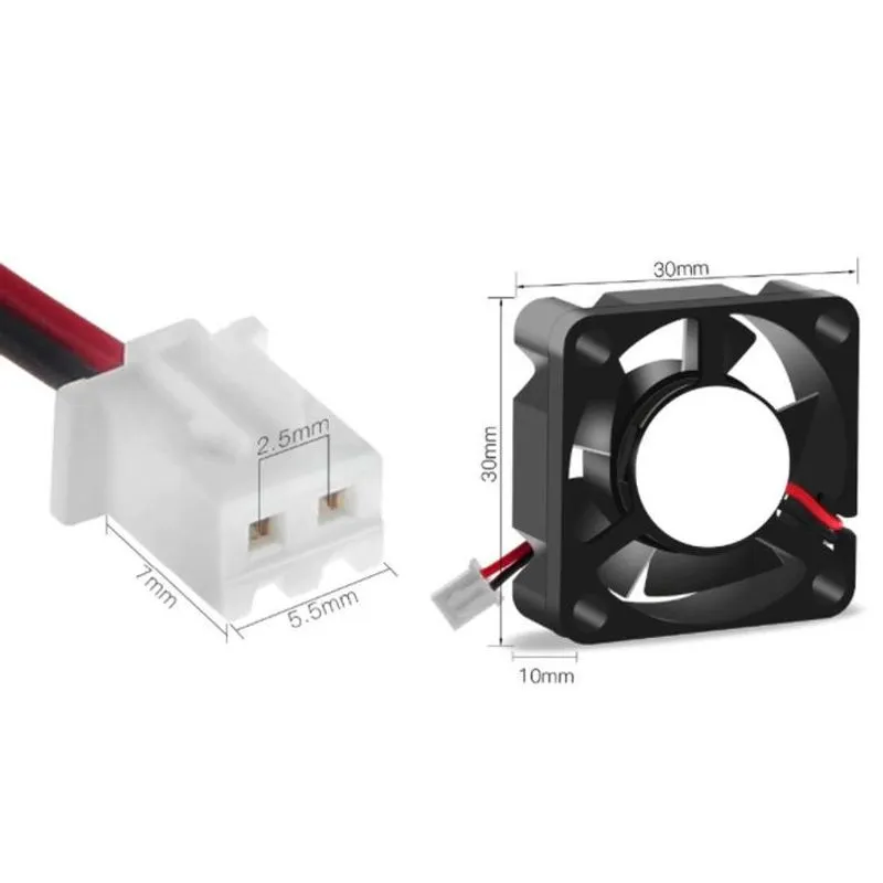 Kit 2x Ventoinha Cooler Fan 30x30x10mm 5v
