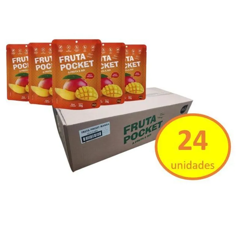 Caixa 24 Unid Fruta Pocket Manga Liofilizada 20g Solo Snacks