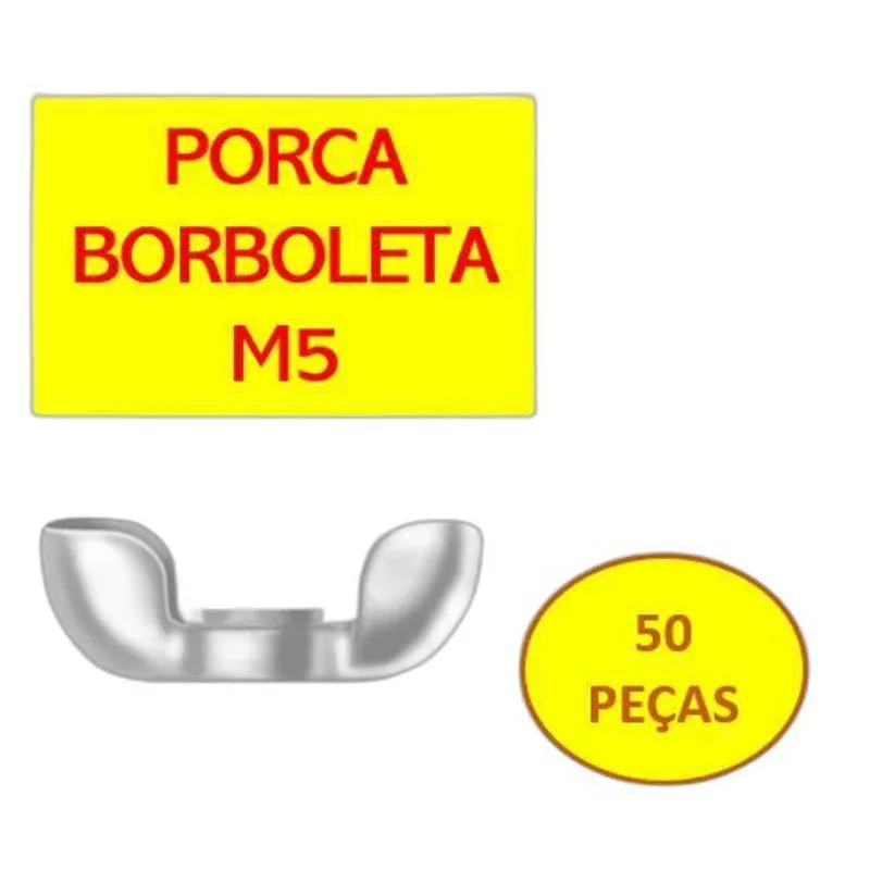 Porca Borboleta M5 Ma Zincado Branco 50 Pçs