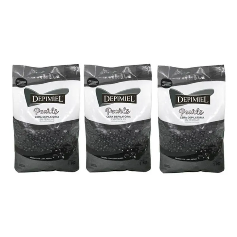 Kit 3 Unidades Cera Negra De 01 Kg - Depimiel Em Pérolas