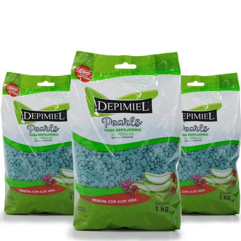 Kit 3 Unidades Cera Vegetal De 01 Kg - Depimiel Em Pérolas