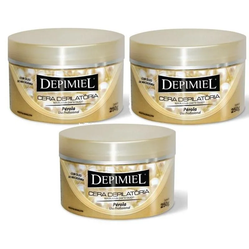 Kit Com 3 Cera Perola Depimiel Para Buço - 250g Profissional