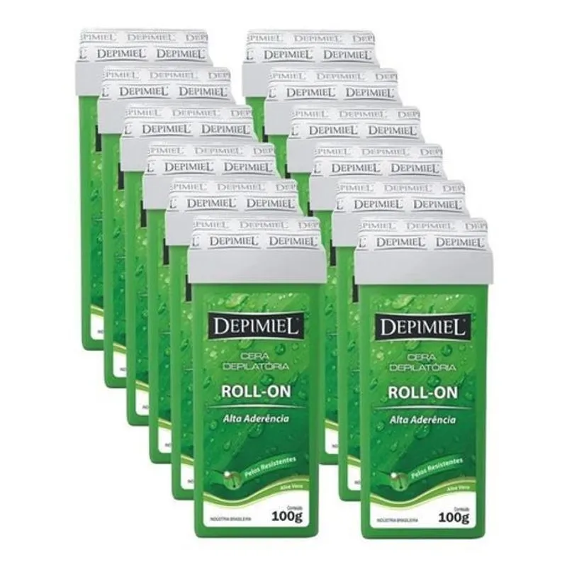 Kit 12 Cera Depilatória Depimiel Roll-on Alta Aderência 100g
