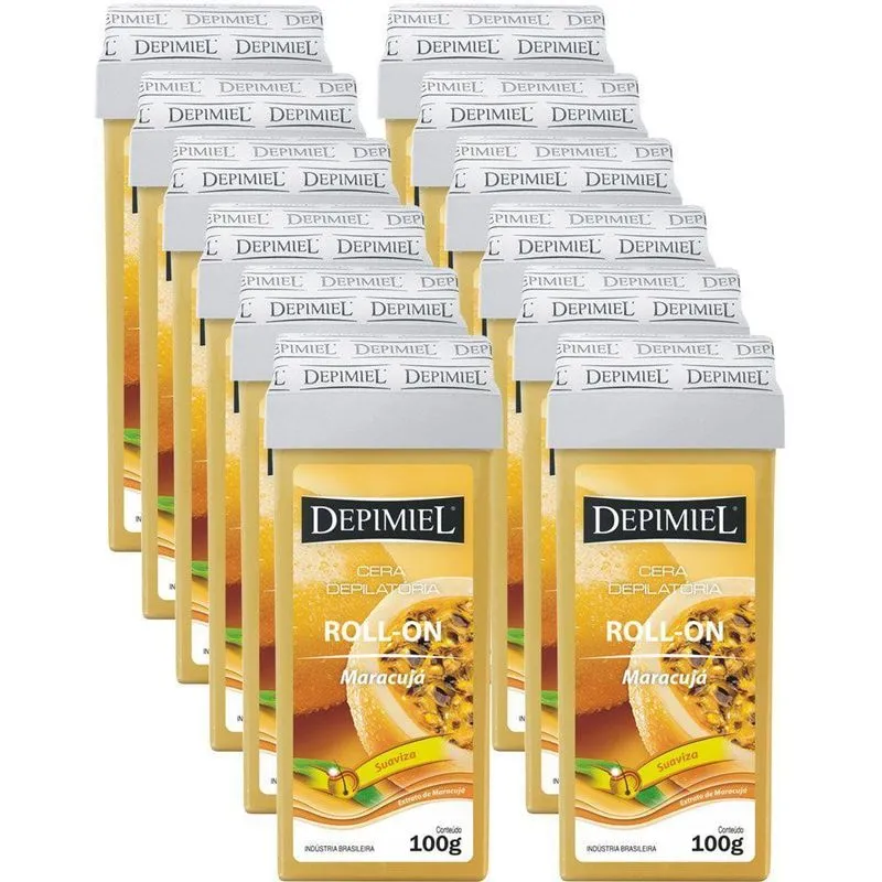 Depimiel Kit C/24unid Cera Depilatória Roll-on Maracujá 100g