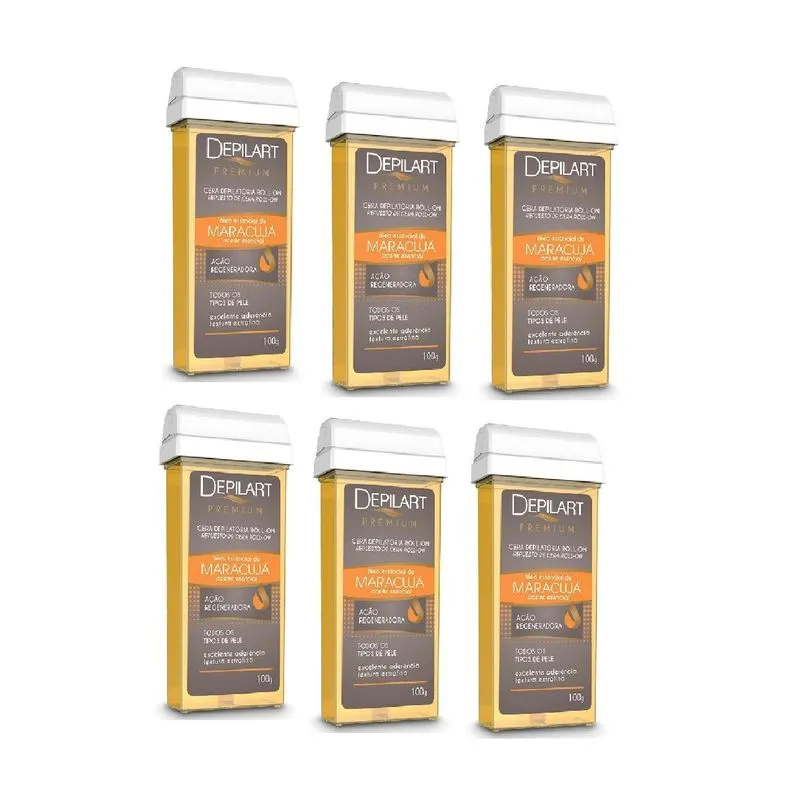 Depilart Kit 6 Uni Cera Depilatória Roll-on Maracujá 100g