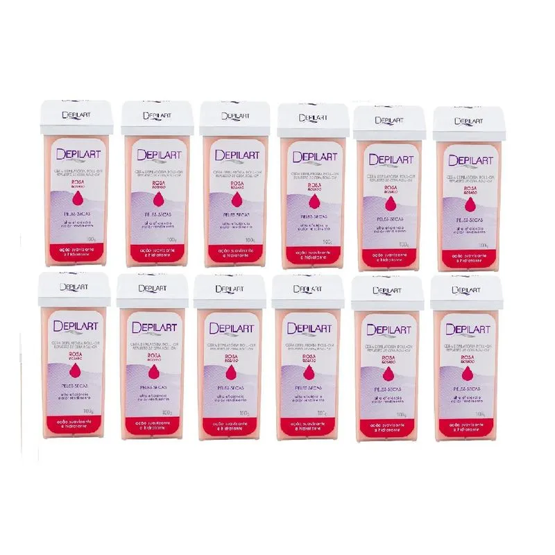 Depilart Kit 12 Unidades Cera Refil Roll-on Rosa 100g