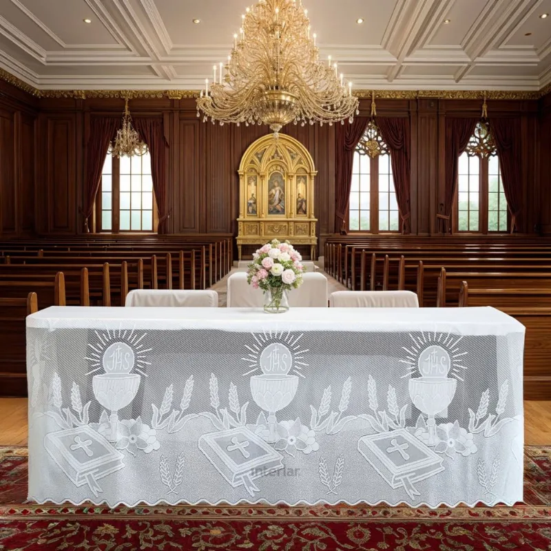 Tecido Renda Litúrgica Bíblia Sagrada 60cm Branco 2 Metros