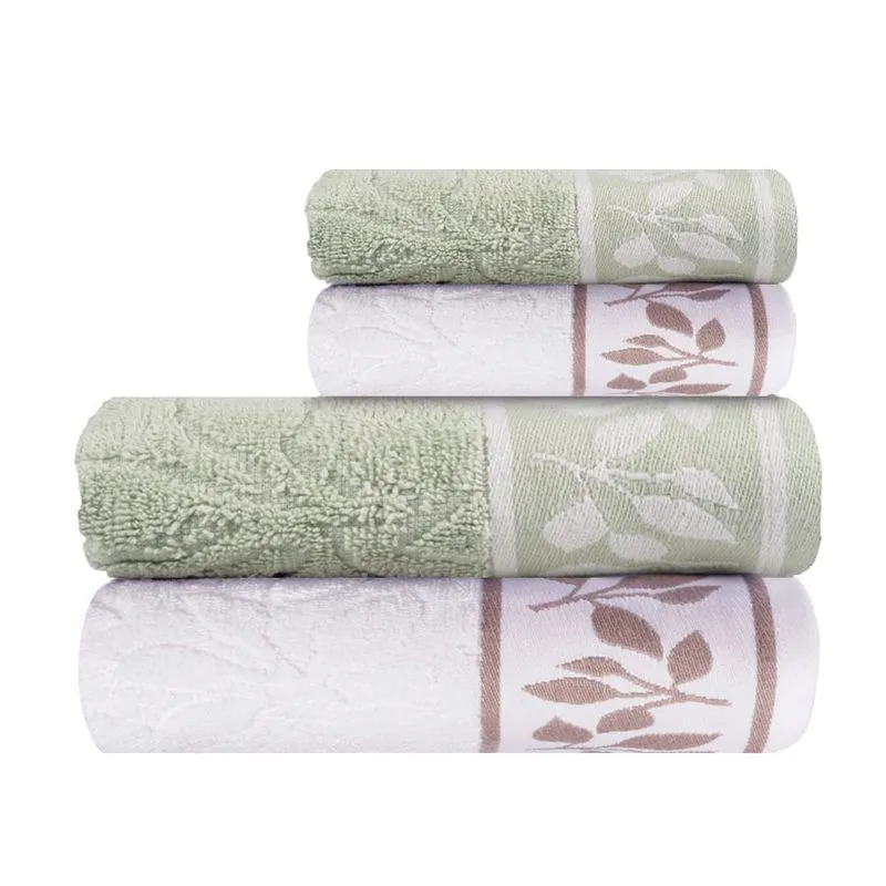 Jogo de Toalhas de Banho 4 Peças Maya Corttex 450 g/m² Verde/Branca Verde/Branca