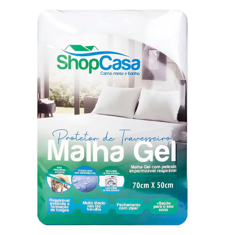 Protetor de Travesseiro Impermeável Malha Gel 50x70cm com Zíper
