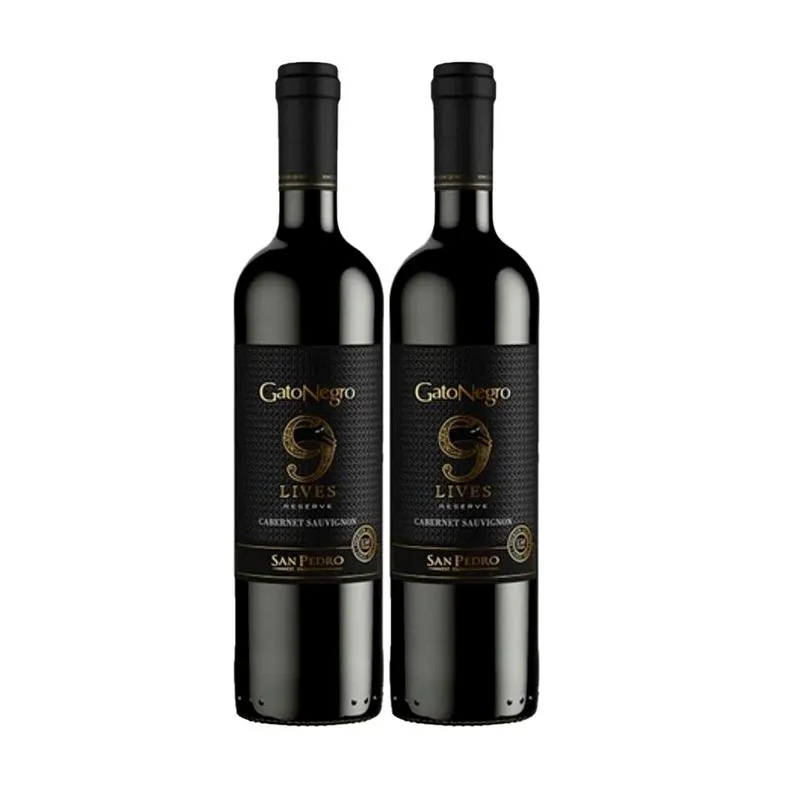 Kit 2 Garrafas Vinho Chileno Gato Negro 9 Lives Reserva Cabernet Sauvignon 750ml
