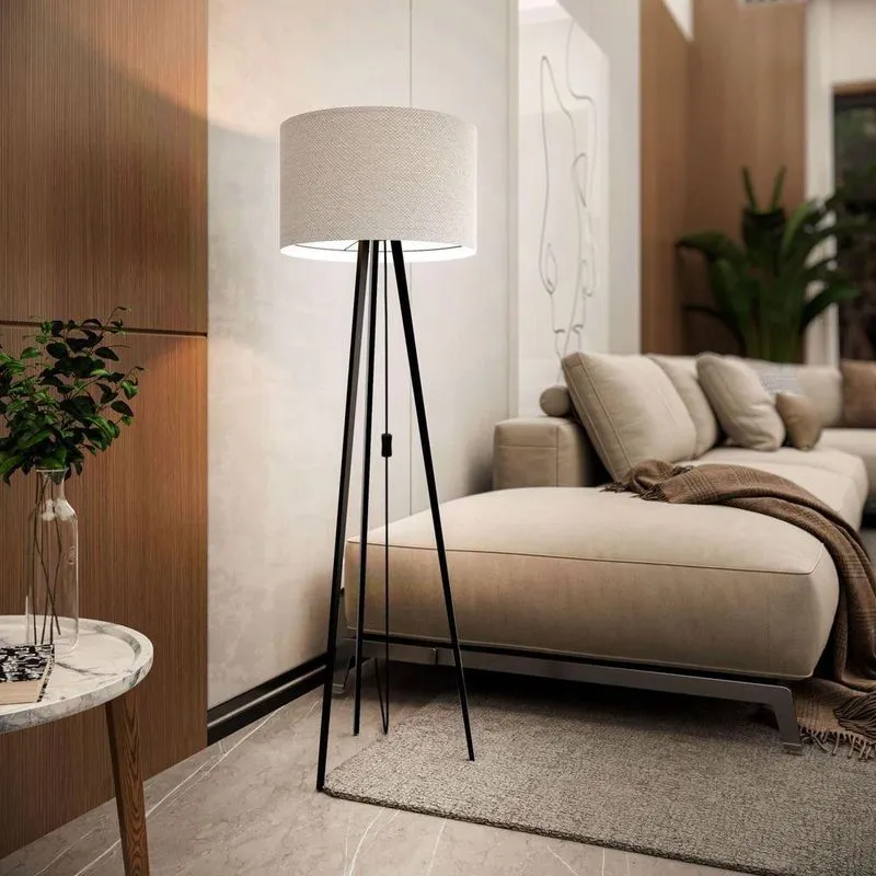 Luminária Abajur Londres Com Design Industrial Em Aço Off White Mobigu 40cm