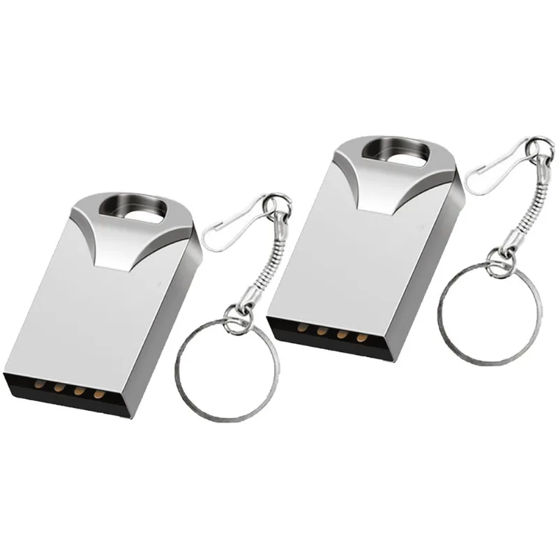 Kit 2 Mini Pendrive 16Gb Usb 2.0 Metálico Rapido Pequeno Leve Com Chaveiro Para Musicas Videos Fotos