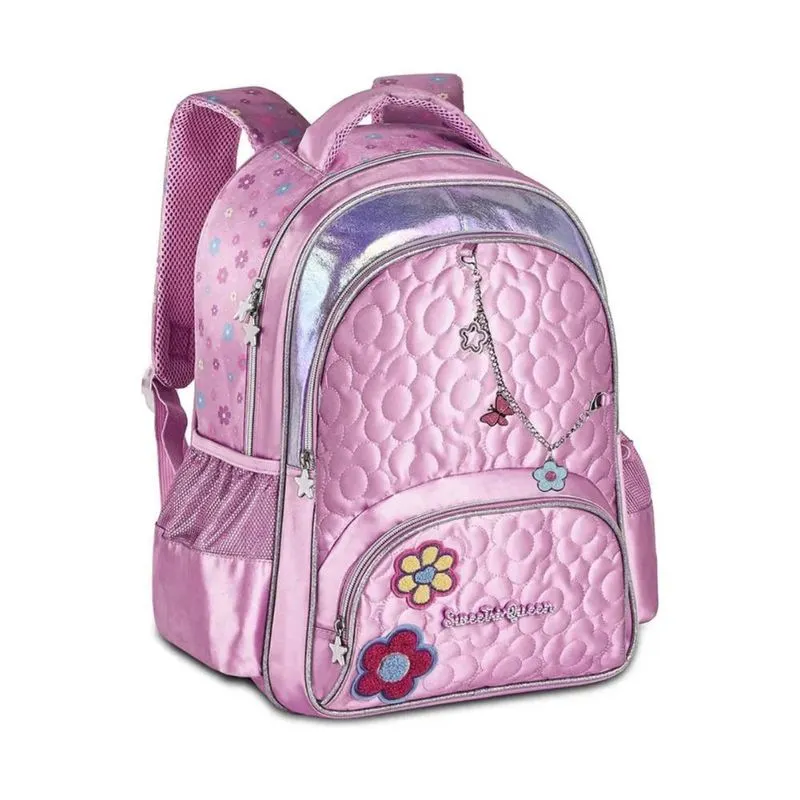 Mochila Costas Escolar Juvenil Shine Elegance Rosa Sweet