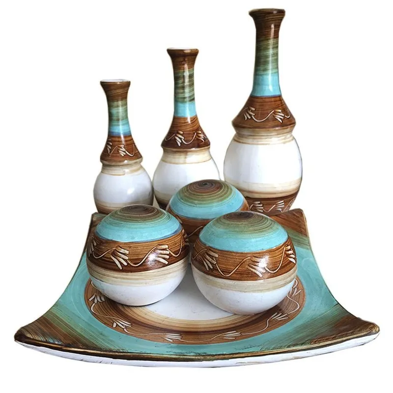 Conjunto Centro Mesa Decorativo Enfeite Sala Ceramica Paris