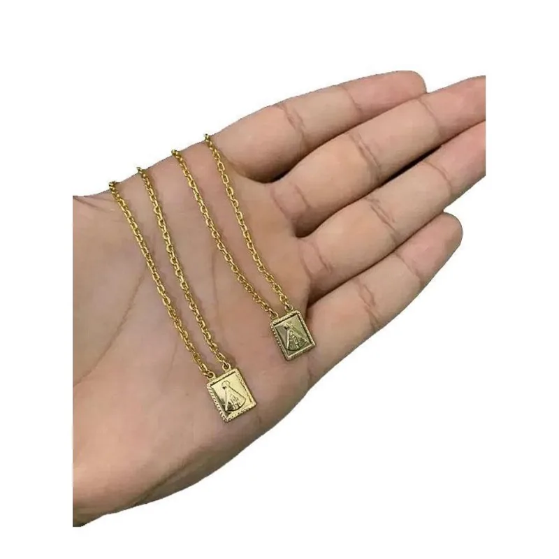 Escapulário Cadeado 1mm Nossa Senhora - Banhado A Ouro 18k