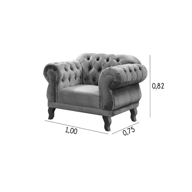 Poltrona Chesterfield Capitonê Decorativa Courino Marrom Café