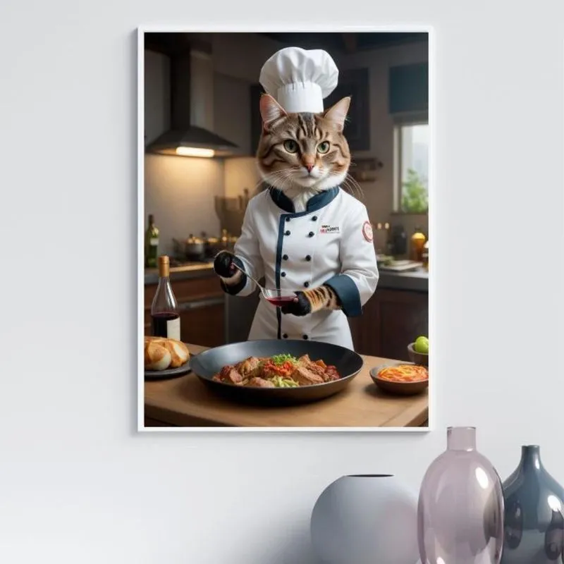Quadro Para Cozinha Chef Gata 45X34Cm