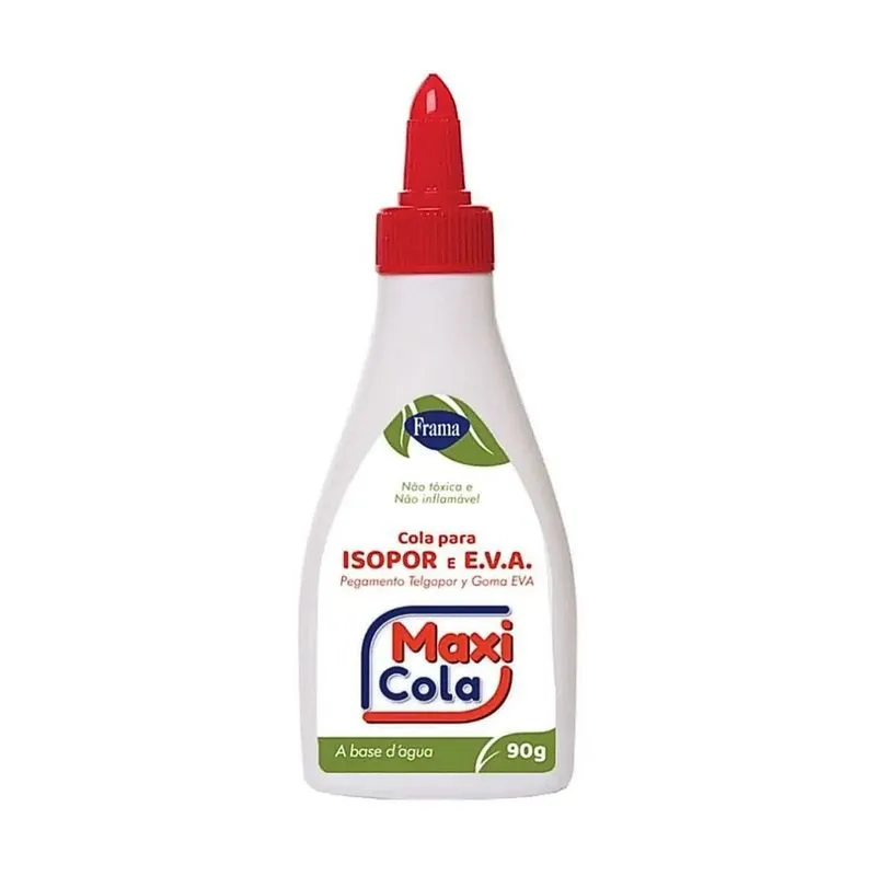 Cola Branca Líquida p/ Isopor e e. V. A 90g Maxi Cola Escolar Artesanato - Frama
