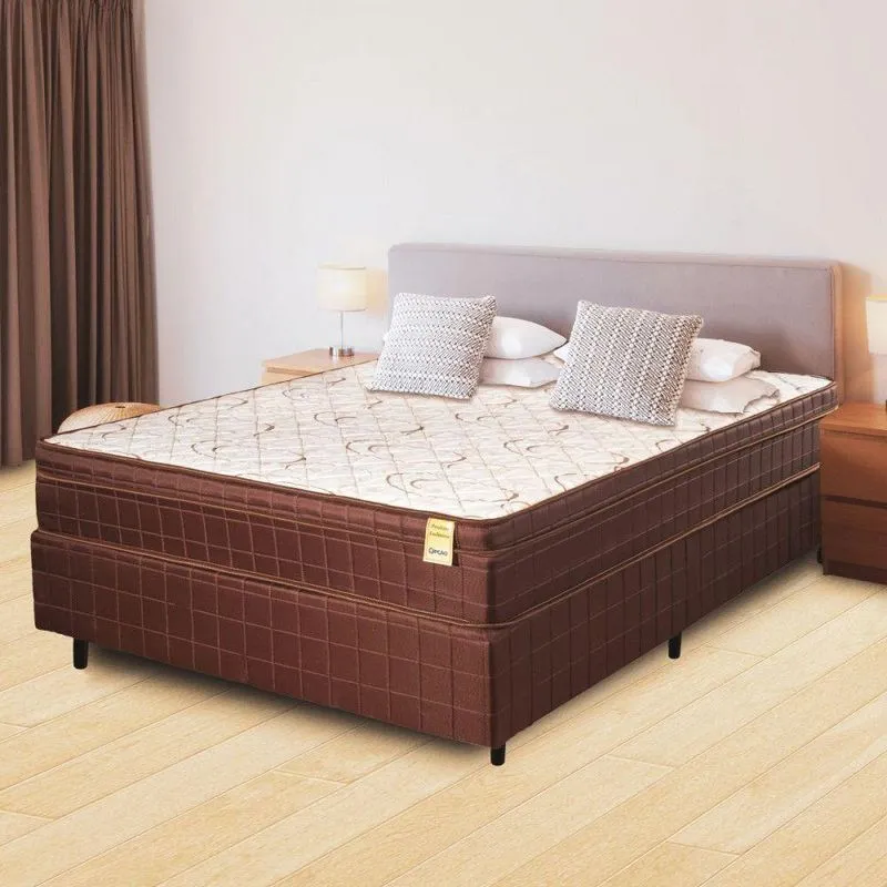 Cama Box Casal Com Colchão De Espuma D33 Dreemy Ultra 138x188x63cm Apolospuma Marrom/branco