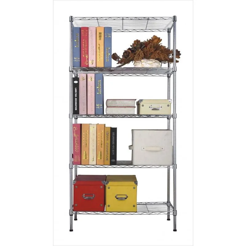 Estante de metal com 5 prateleiras Cromada 60x35x180