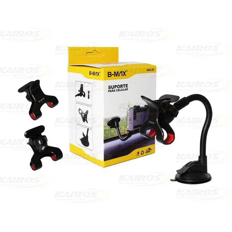 Suporte Para Celular Haste Flexível De 20 Cm E Clipe Duplo