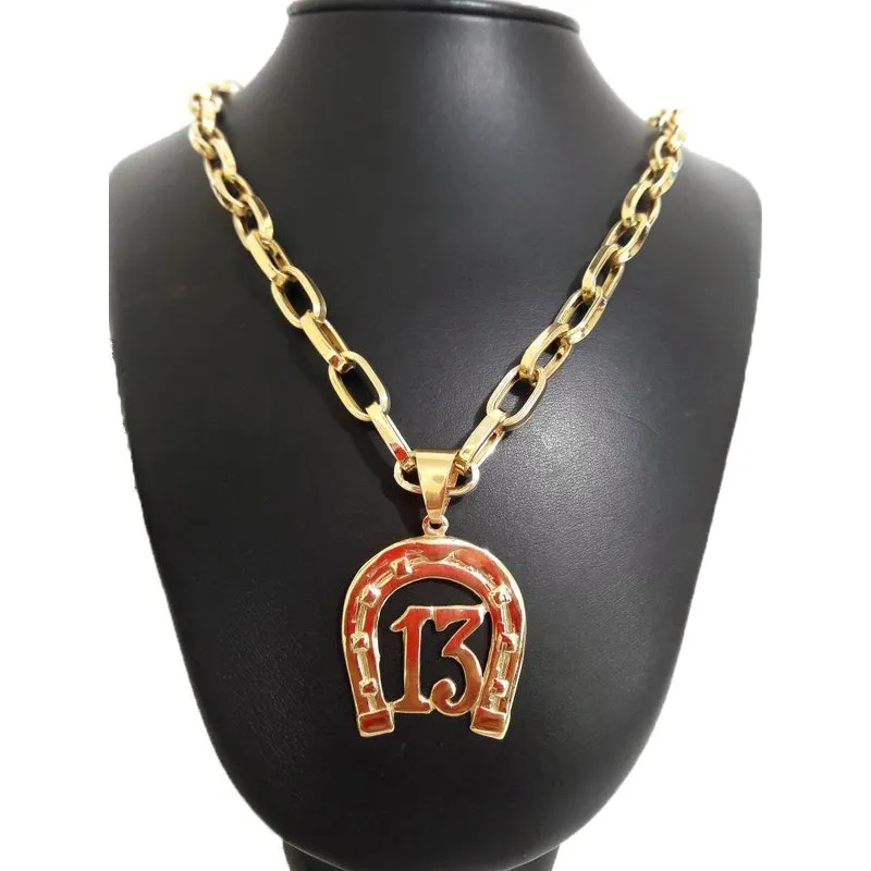 Cordão Baguete 20G 60Cm + Pingente Ferradura 10G Ouro 18K