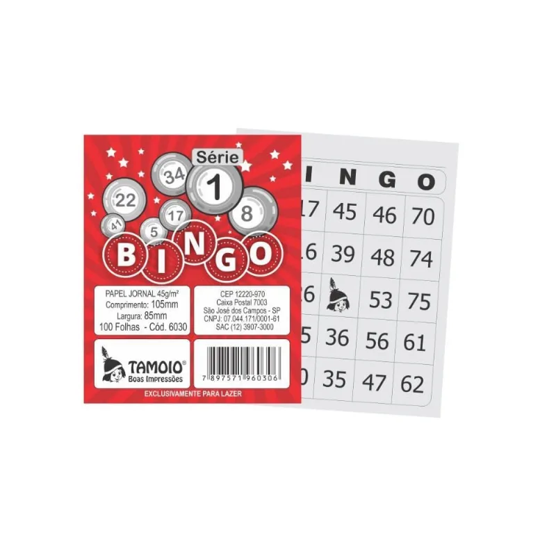 Bloco para Bingo Jornal 105X85MM 100FLS. S1-15 - TAMOIO
