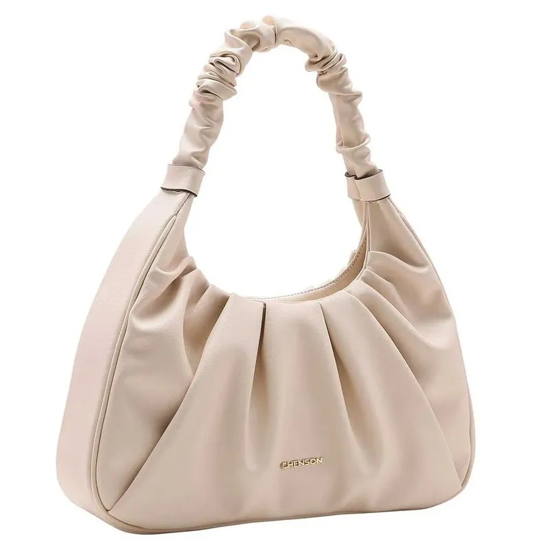 Bolsa Feminina Chenson Drapeado Fashion Hobo Bege 3483558 UNICO