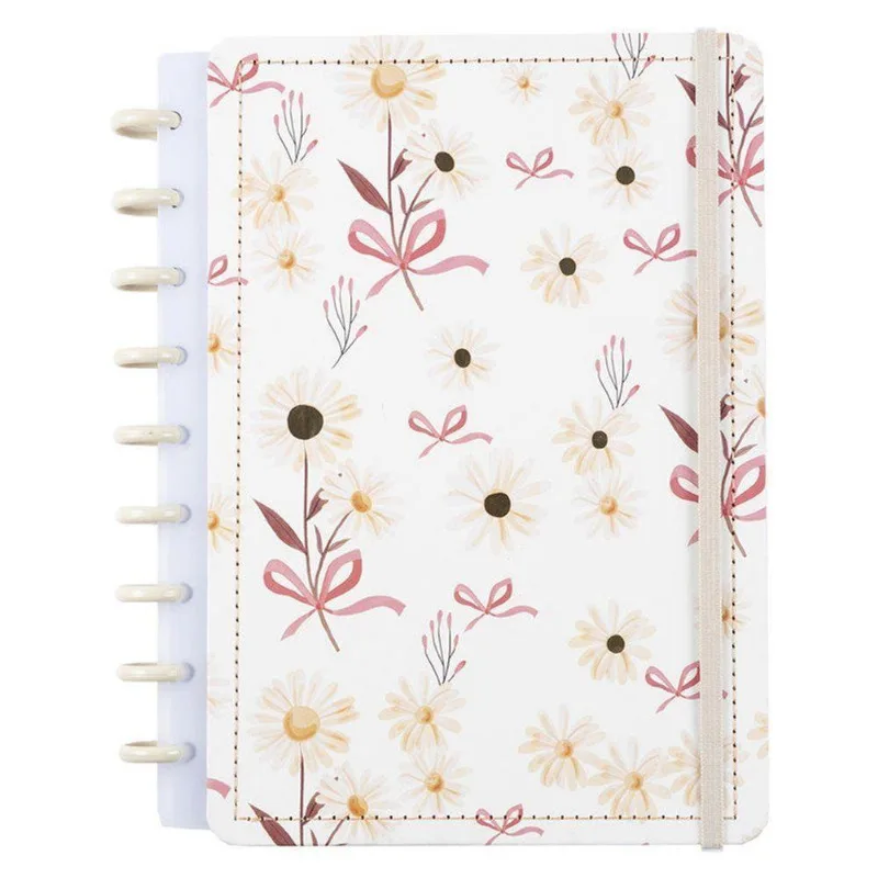 Caderno De Disco Médio Disko Laços Capa Dura Com Folhas Reposicionáveis 80 Unidades Floral