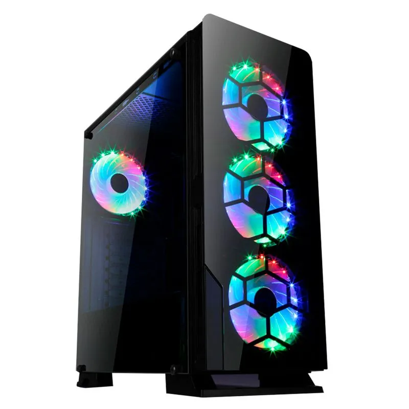 Gabinete Liketec Diamond - com Coolers RGB - Painel frontal e lateral em Vidro Temperado - Janela lateral em Acrílico - USB 3.0