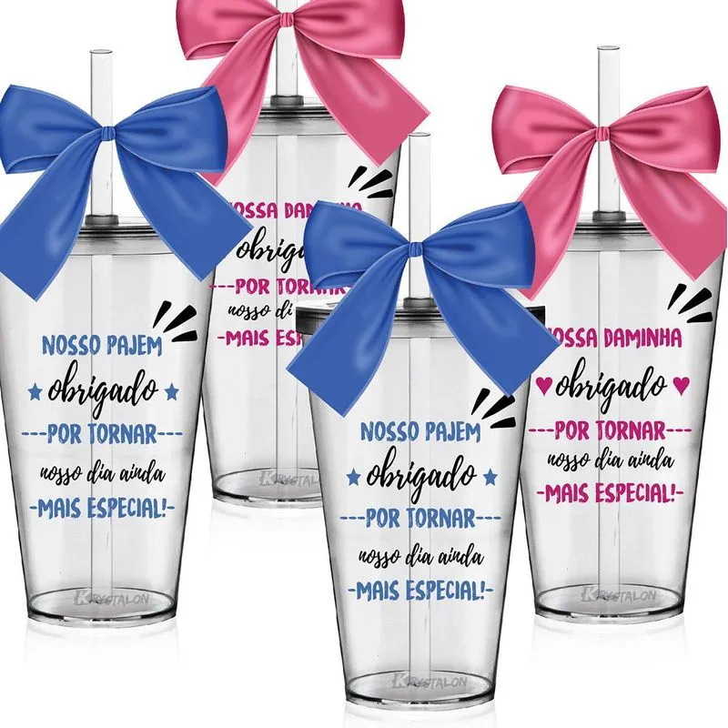 Kit De 4 Copos Convite Pajem/daminha - Krystalon