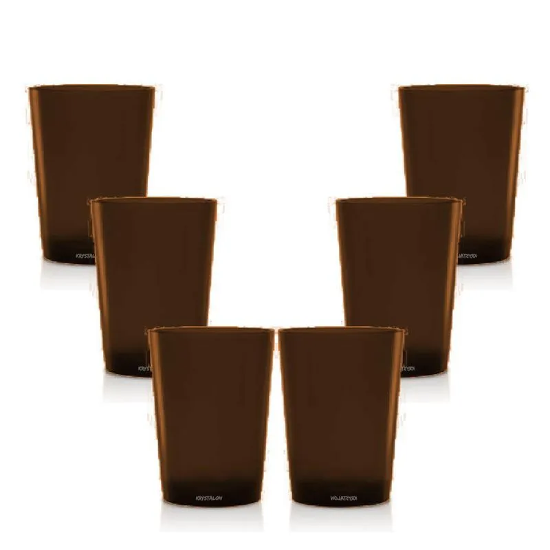 Kit 8 Copos Short Drink 200Ml Marrom - Policarbonato