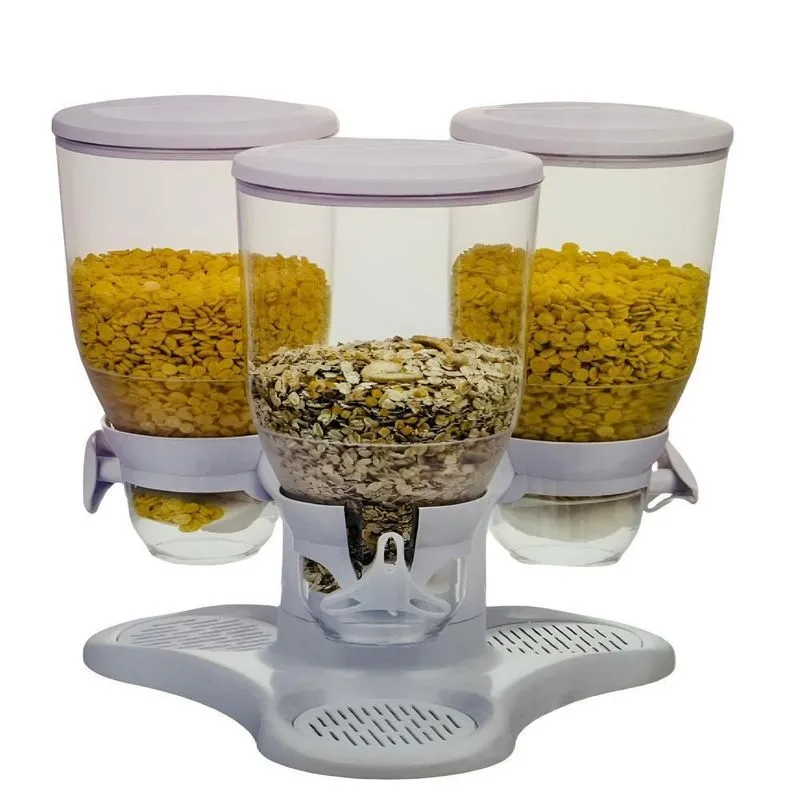 Dispenser Triplo Giratório Para Cereais E Alimentos