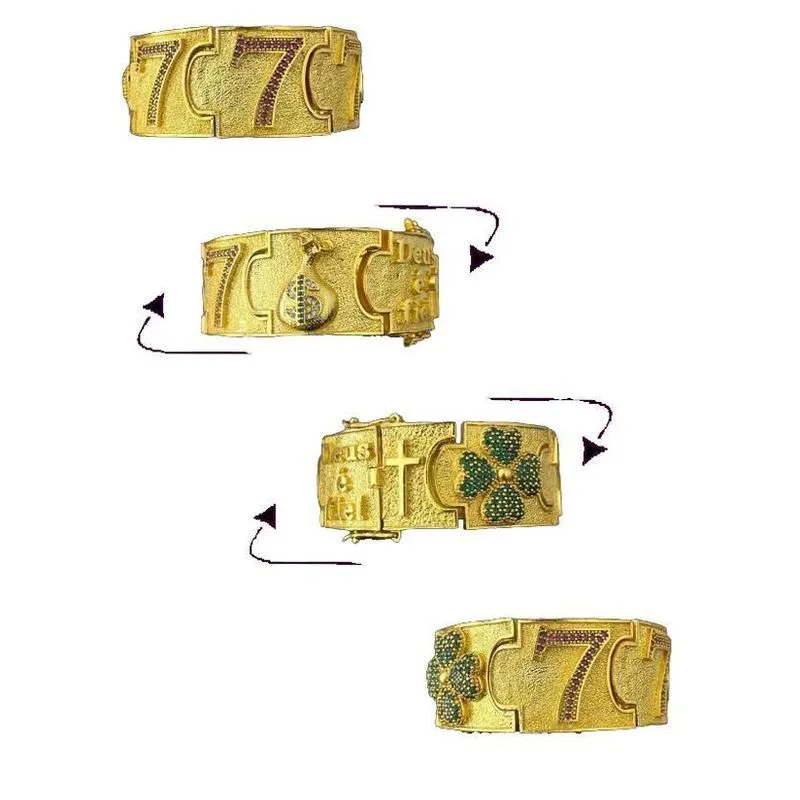 Bracelete Personalizado 35mm Ouro + Resina - 777 Cravejado