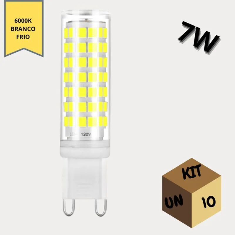 Kit 10 Lâmpadas De Led G9 7wnco Frio P/ Lustres E Arandelas
