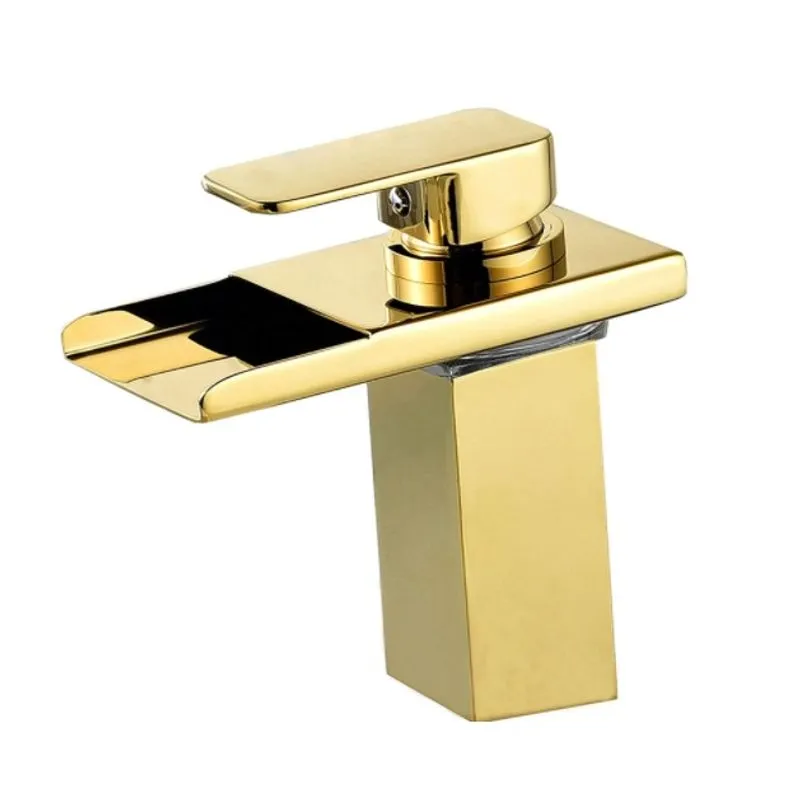 Torneira Banheiro Dourada Monocomando Cascata Bica Baixa