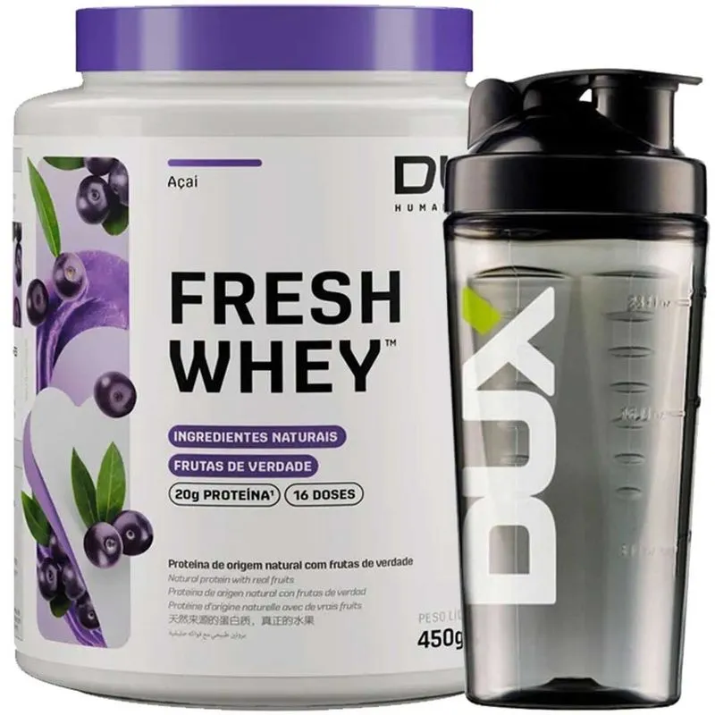Fresh Whey Dux Whey Protein 3w 450g + Coqueteleira Sabor Açaí