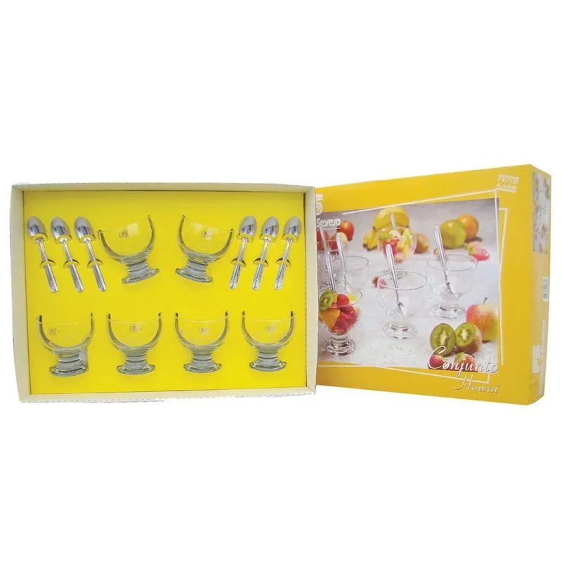 Jogo De Sobremesa Com 6 Taças Em Vidro Lapidado 12 Peças Hawai Grande Jogo De Sobremesa Com Taças Em Vidro Lapidado 12 Peças Hawai