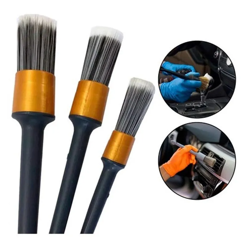 Kit 3 Pincel Para Lavação Detalhamento Automotivos Motos