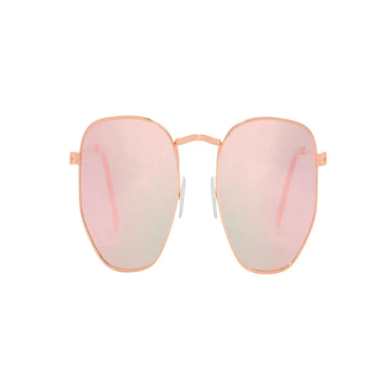 Óculos De Sol Uva Hexagonal Rosa Espelhado