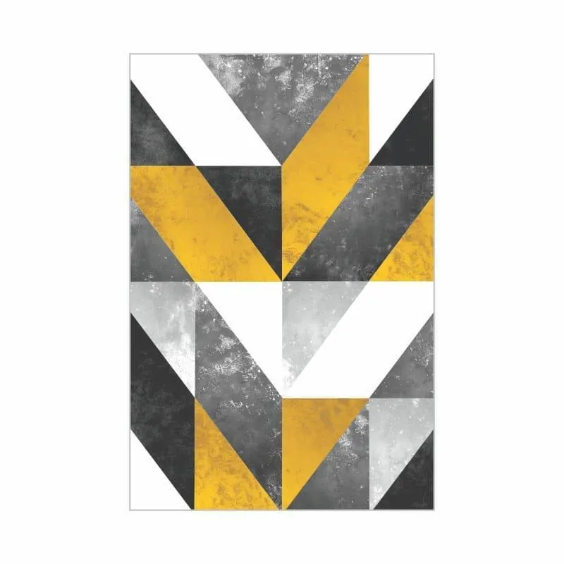 Quadro Decorativo 60x40 Mdf Geométrico Amarelo &amp; Preto