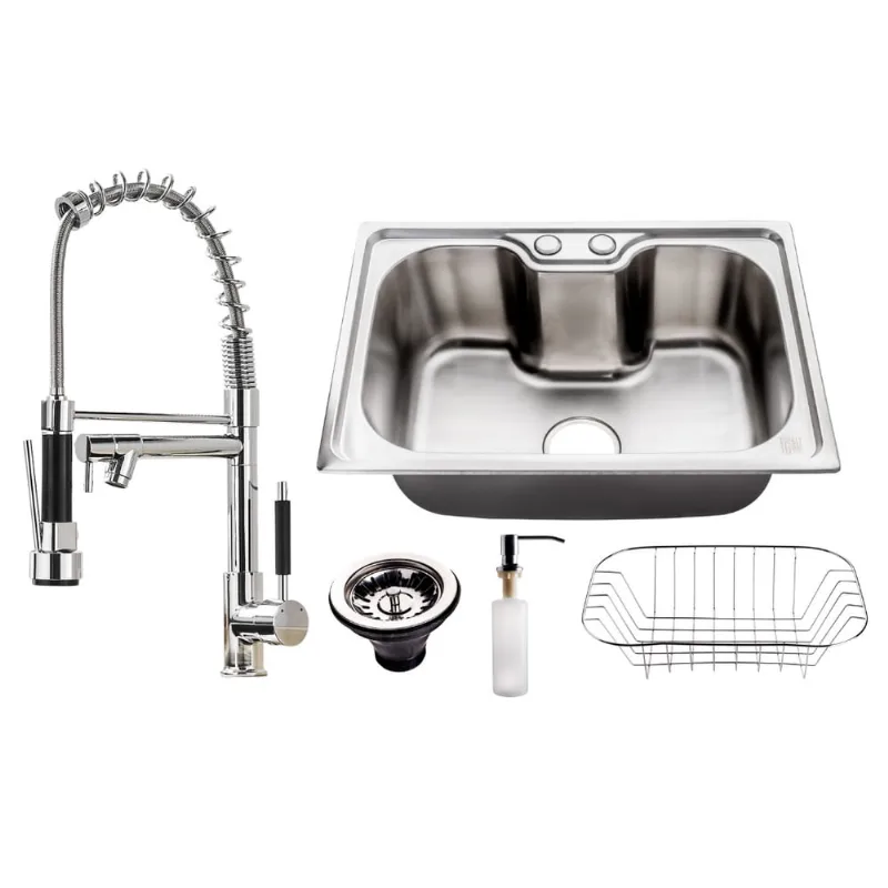 Kit Cuba Aço Inox c/ Torneira Flexível Gourmet Cozinha