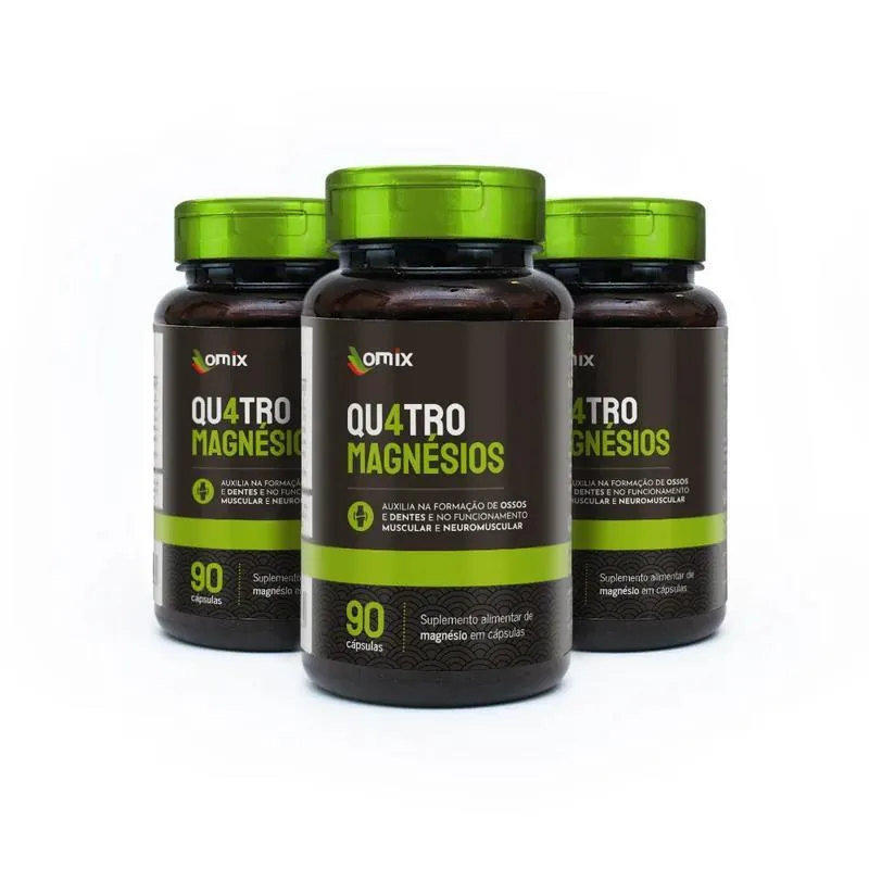 Kit 3x Qu4tro Magnésios - 90 Cápsulas
