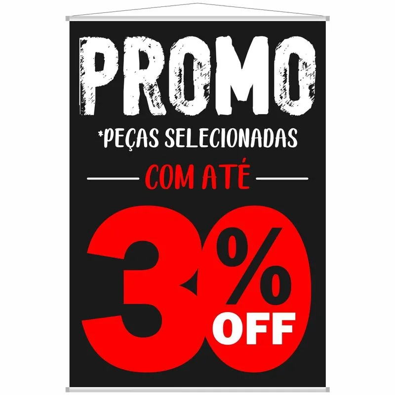 Banner Divulgação 30% Desconto Loja 100x70cm